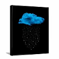Modern Blue Cloud Decorative Artwork With Hanging Stars On Black Background 3d model