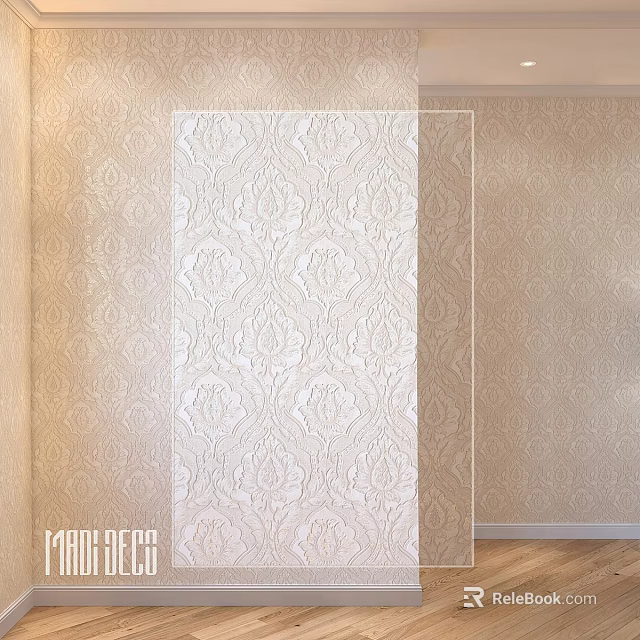 Decorative Patterned Partition Screen With Intricate Floral Design And Beige Wallpaper Background 3d model 