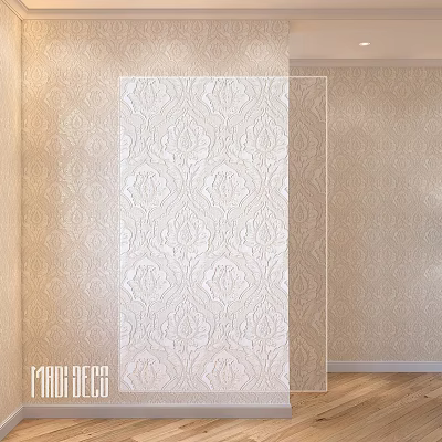 Decorative Patterned Partition Screen With Intricate Floral Design And Beige Wallpaper Background 3d model