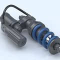 Mechanical Shock Absorber With Grey Body And Blue Coil Spring Mechanism