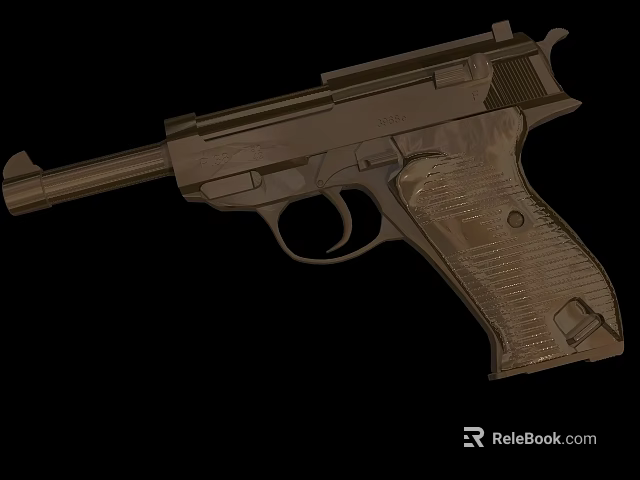 Classic Vintage Pistol With Wooden Grip And Metal Structure On Black Background 3d model 