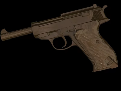 Classic Vintage Pistol With Wooden Grip And Metal Structure On Black Background 3d model