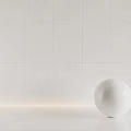 White Marble Texture Floor Tiles with Smooth Wall and White Sphere and Glowing Light Strip