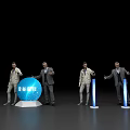 Launch Device With Blue Sphere Columns And Standing Figures At Ceremony