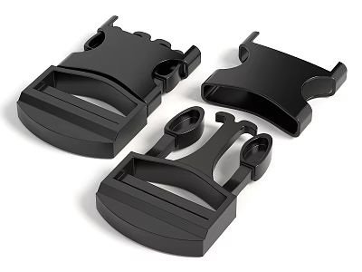 Black Bag Case Fasteners With Three Piece Sturdy Buckle And Secure Clasp 3d model