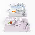Cute Animal Shaped Children's Tableware Set With Divided Plates Bowls Spoons Forks And Placemats