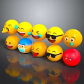 Decorative Emoji Ornament Set Featuring Various Expressions Yellow And Red For Home Decor