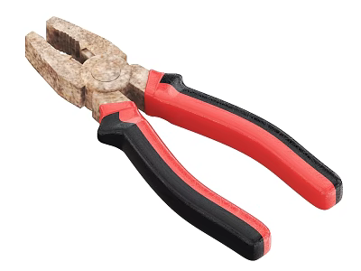 Sturdy Metal Pliers With Red And Black Handles For Home Repair Tasks 3d model