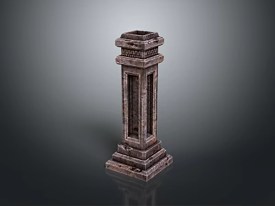 Ancient Classical Decorative Stone Pillar With Intricate Carved Texture Layered Base And Ornate Top 3d model