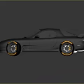 Sporty Gray Sports Car With Orange Rims And Streamlined Body Design