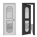 Modern Swing Doors With Glass Panels in White and Black Design 3d model