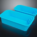 Two Blue Silicone Rectangular Decorative Ornament Set With Smooth Surface And Groove Details 3d model