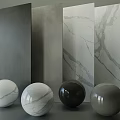 Decorative Components with Marble Textures and Neutral Panels and Spheres for Interior Design 3d model