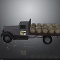 Vintage Truck Loaded With Wooden Barrels On The Back Classic Design And Retro Style