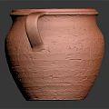 Orange Clay Pot Featuring Two Handles Textured Surface and Black Interior Reflective Base 3d model