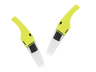 Two Yellow Handheld Household Appliances Portable Vacuum Cleaners With Transparent Dust Cup And Black Nozzle 3d model