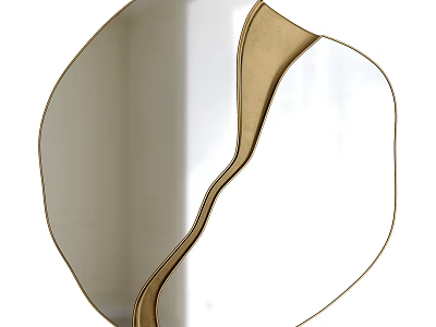 Modern Decorative Wall Mirror With Irregular Gold Frame For Home Interior Design 3d model