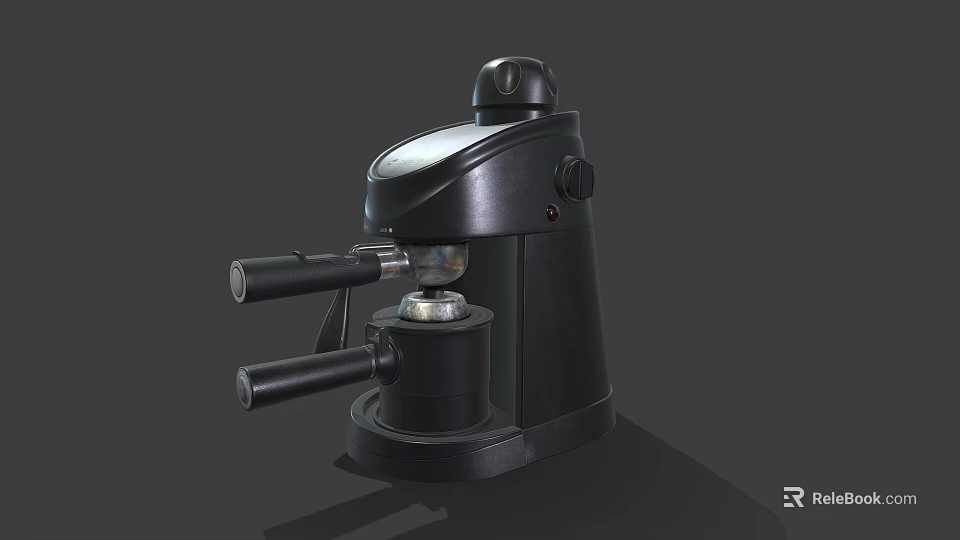 Black Espresso Coffee Maker Modern Kitchen Appliance With Dual Handles Design 3d model 