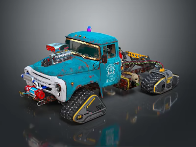 Blue Modified All Terrain Utility Vehicle With Tracks And Gear 3d model