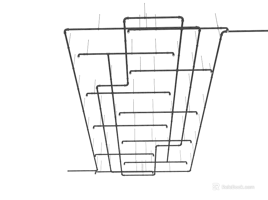 Modern Ceiling Design With Geometric Linear Grid Structure And Framework 3d model 