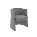 Modern Single Chair Upholstered in Gray Fabric with Unique Armrest and Comfortable Seat