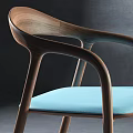 Stylish Modern Leisure Chair With Ergonomic Design Wooden Frame And Blue Cushion