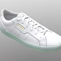 White Casual Sneakers With Light Green Sole And Breathable Perforations