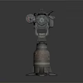 Multi barrel mechanical weapon with heavy duty metal texture and stable base 3d model