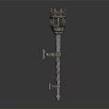 Antique Metal Sports Torch Featuring Crown Design And Rustic Base Mount