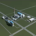 Aerial View Of Large Scale Industrial Factory With Multiple Buildings Roads And Greenery