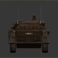 Brown Military Tank With Six Wheels Long Barrel And Top Antenna
