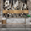 New Chinese Reception Desk Front Desk Background 3d model