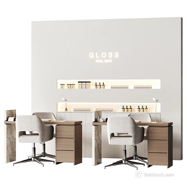 GLOSS HAIR Salon Modern Interior With Styling Workstations Comfortable Chairs And Hair Products 3d model 