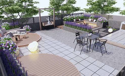 Roof Garden Modern Garden 3d model