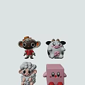 Cute Cartoon Plush Toys Featuring Monkey Cow Sheep and Pink Square Characters in Soft Design