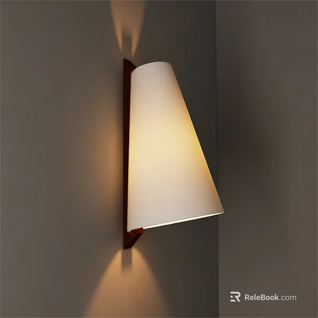 Modern Wall Lamp With White Shade And Wooden Frame For Warm Ambient Lighting 3d model 