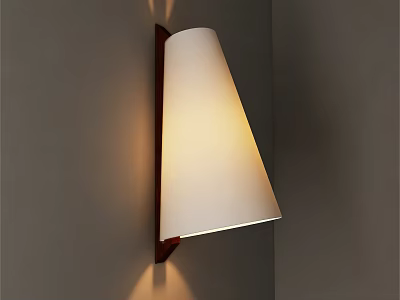 Modern Wall Lamp With White Shade And Wooden Frame For Warm Ambient Lighting 3d model