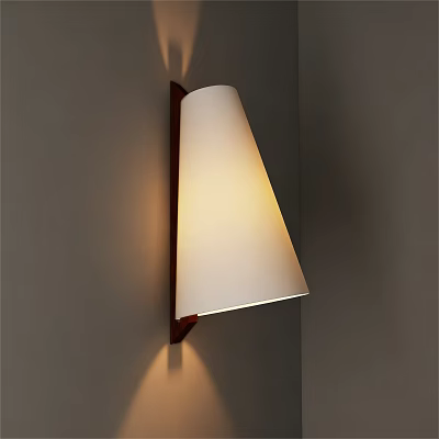 Modern Wall Lamp With White Shade And Wooden Frame For Warm Ambient Lighting 3d model