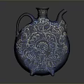 Blue Ceramic Decorative Jug With Intricate Floral Patterns For Home Decoration