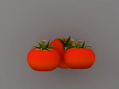 Fresh Ripe Tomatoes With Vibrant Red Skin And Green Leafy Tops 3d model