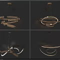 Modern Elegant Chandelier With Spiral Circular Design And LED Lighting Fixture