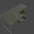 Wooden Desk With Open Drawers And Metal Legs For Home Office Storage
