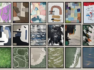 Abstract Paintings Collection With Various Styles Textures And Colorful Artistic Designs 3d model