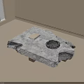 Modern Natural Stone Coffee Table With Textured Surface Wooden Base Book And Black Bowl
