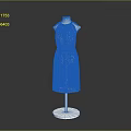 Man Modeling Pink Polka Dot Halter Dress on White Mannequin Stand