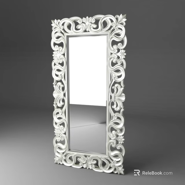 Ornate Decorative Mirror With Intricate Carved Frame And Elegant Design 3d model 