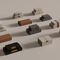 Various Colored Decorative Boxes Featuring Ribbons And Different Designs