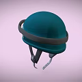 Teal Motorcycle Helmet With Gold Goggles And Black Stripe Design