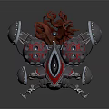 Mechanical Character Creature Design With Red Coral Structures And Metallic Spheres Claws 3d model