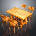 Rustic Wooden Dining Table And Chairs Set With Simple Design For Home Interior